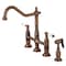 Kingston Brass KS127PLBSAC Heritage Bridge Kitchen Faucet W/ Brass Sprayer, Copper KS127PLBSAC - alternate 1